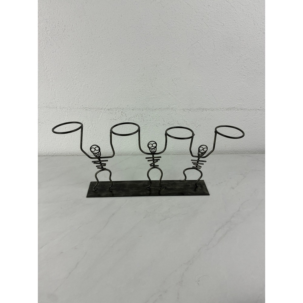 Target Black Metal Skeleton Candle Holder Vintage 2003 Halloween Decor 4-Ring